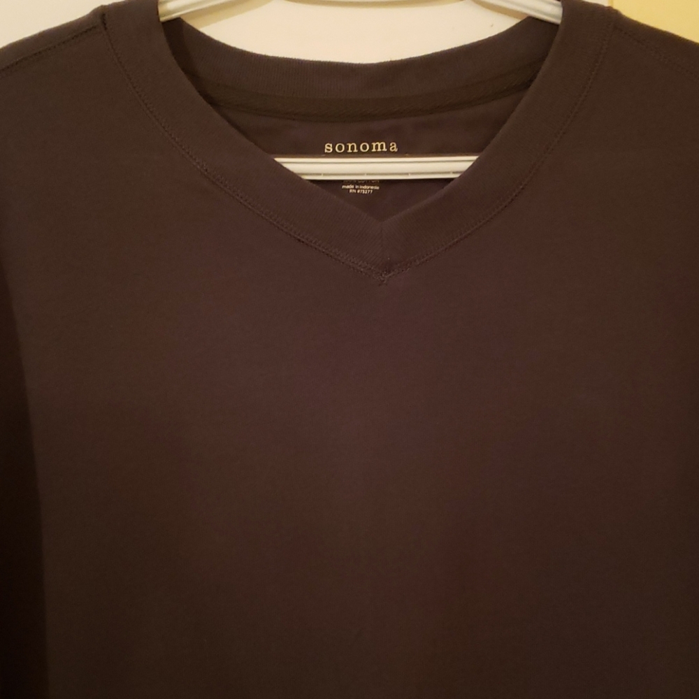 COPY - Mens Sonoma longsleeve V neck shirt darkgre